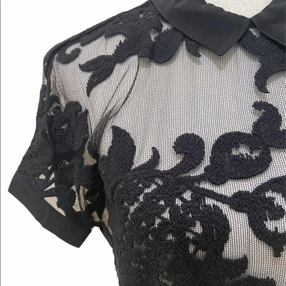 NWT designer Karen Harman black lace back exposed zipper blouse size medium - Picture 4 of 15